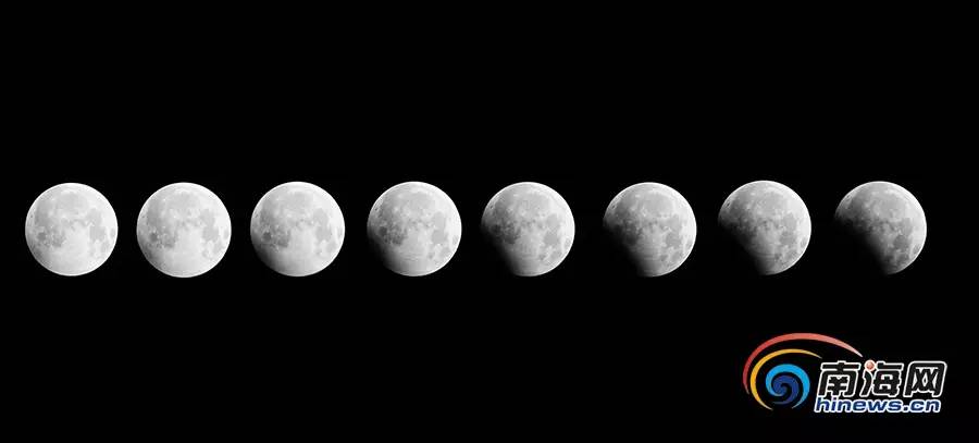 月偏食月亮的变化过程.南海网记者刘洋摄