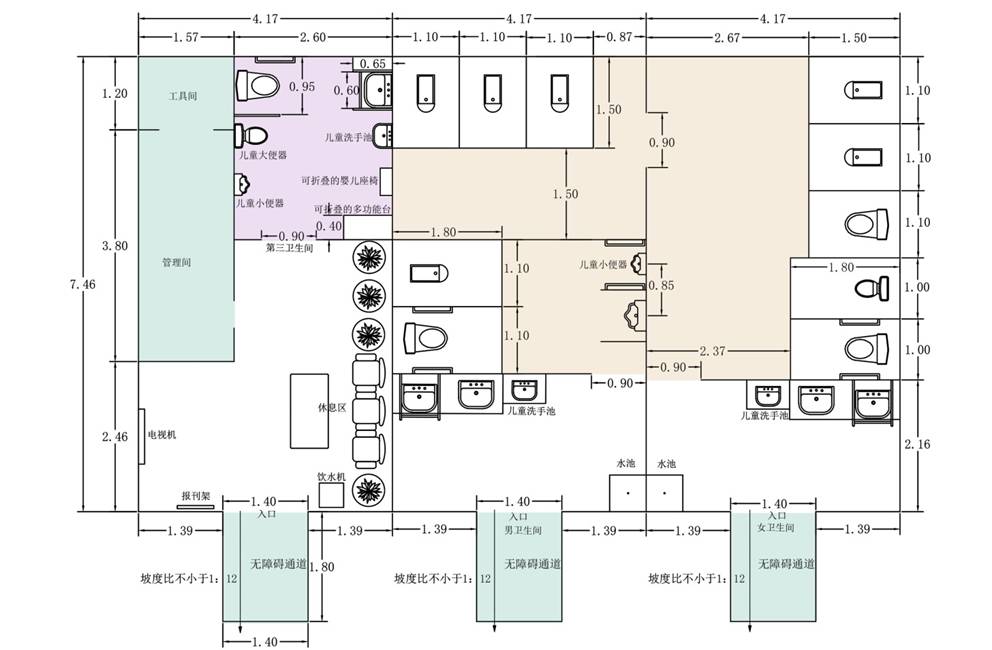 成山头旅游区20号旅游厕所平面布局图&外立面改造设计图&&整改前后