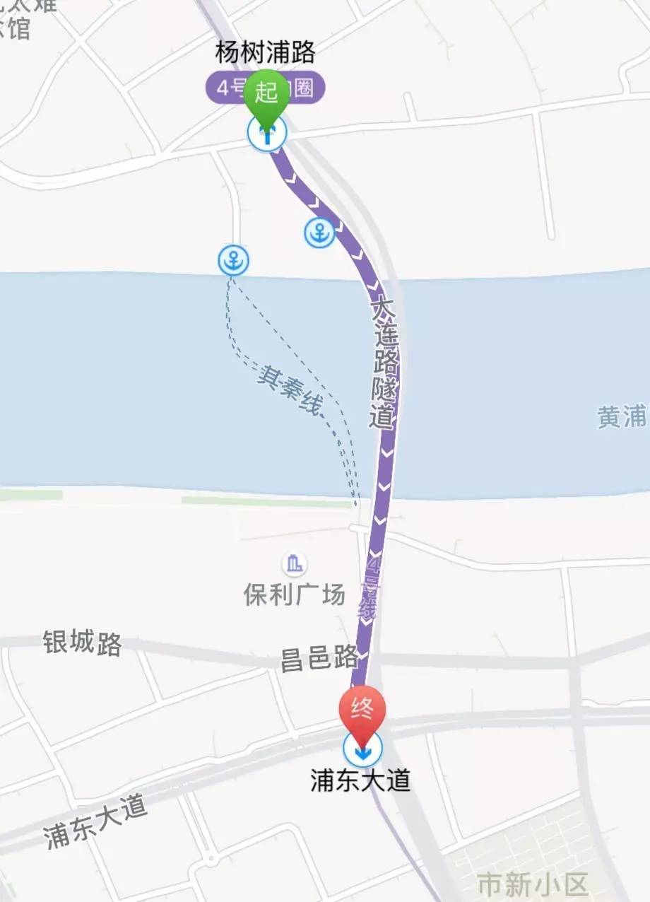 越江段:杨树浦路站浦东大道站