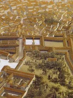 我们现在所看到的这幅图就是尼禄皇帝金宫的复原图中的一个很小的部分