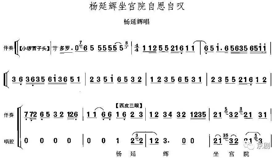 京剧简谱杨延辉坐宫院自思自叹杨延辉唱段