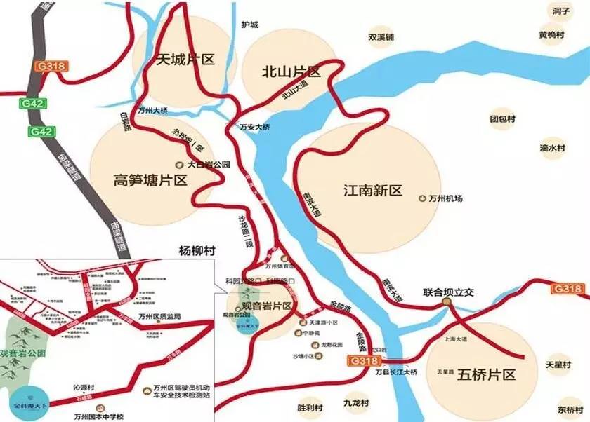 其中—— 万州就规划了3条轨道交通线路 图中显示—— 万州城区郊