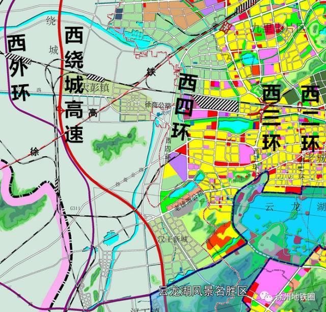 新获批的徐州城市规划图中标明了徐州的四环路.