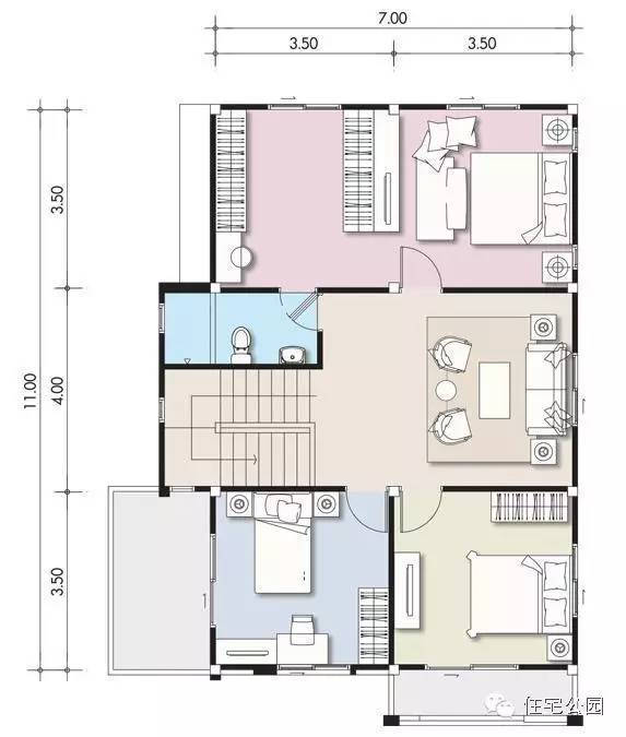 新农村自建房9米x11米带双车库含平面图