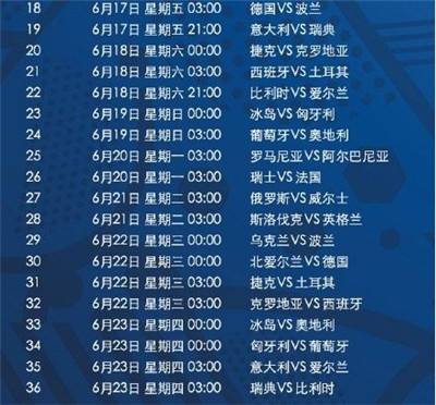 2016法国欧洲杯赛程时间一览表(北京时间)