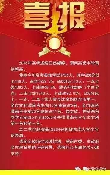 2016 渭南各县市中学喜报连连!