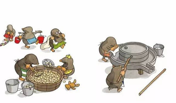 七只鼹鼠做豆包绘本图片