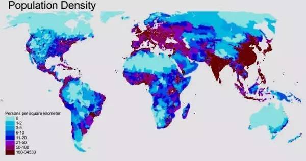 世界人口密度图
