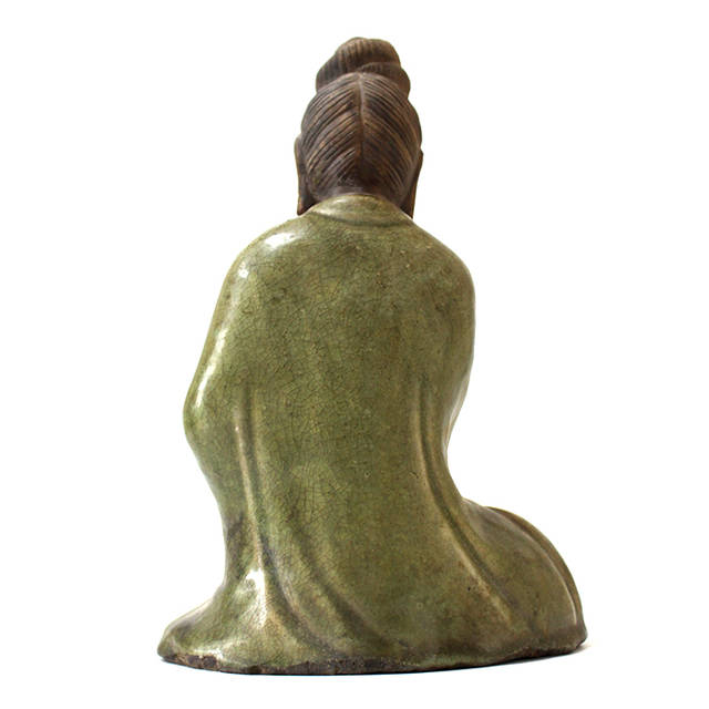 完売商品中國 龍泉窯 青瓷自在觀音菩薩坐像 青磁