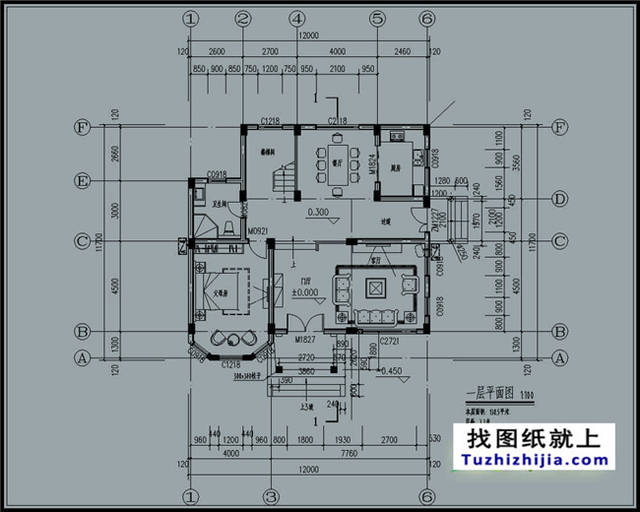 欧式实用农村二层别墅cad图纸带外观图