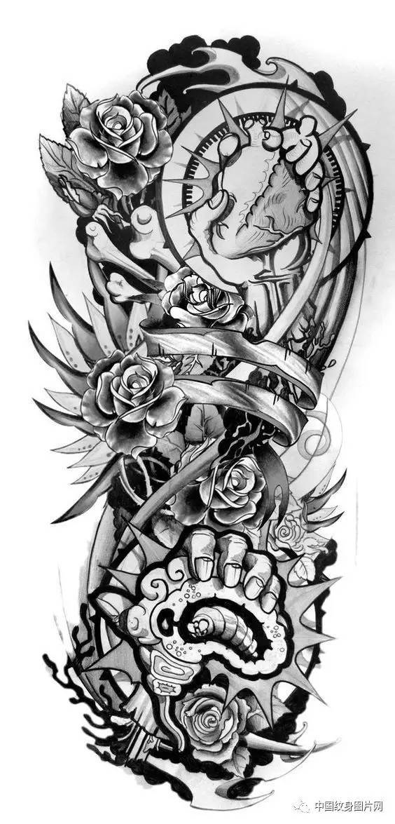 欧美纹身手稿手臂图片