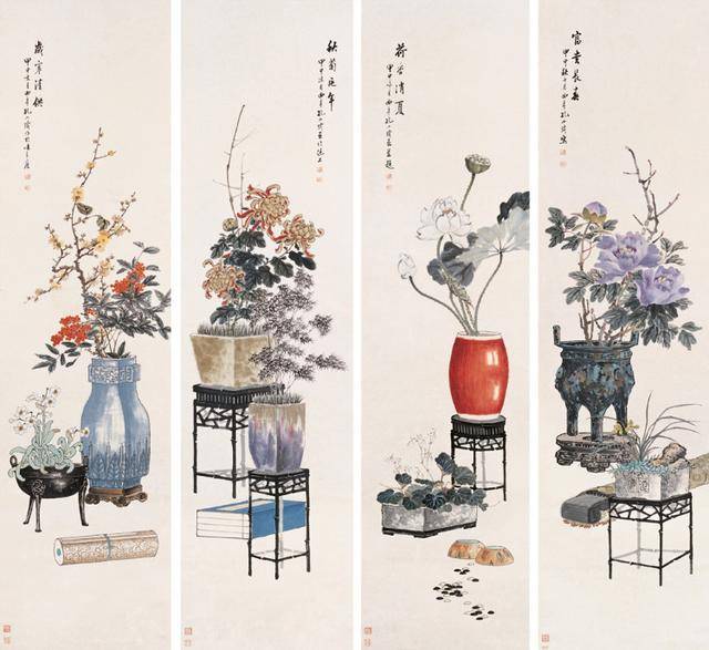 蔵友館蔵品・中国字画・四尺中堂画・清代・郎世寧・福寿綿長画】中国