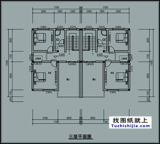 兄弟俩简单农村双拼房屋建筑施工设计图纸