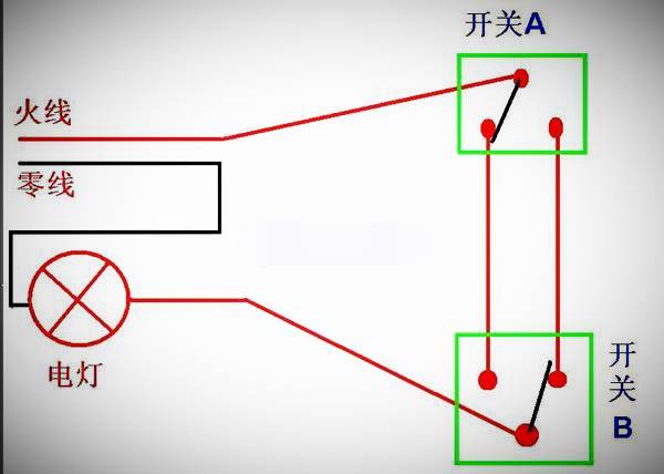 cad双控开关接线图图片