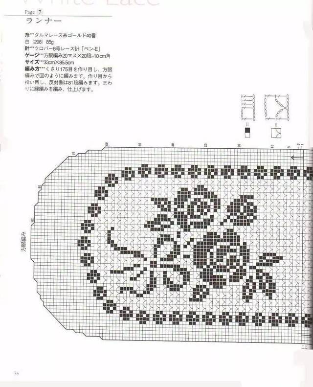 玫瑰花方格图案椭圆形蕾丝钩织桌布