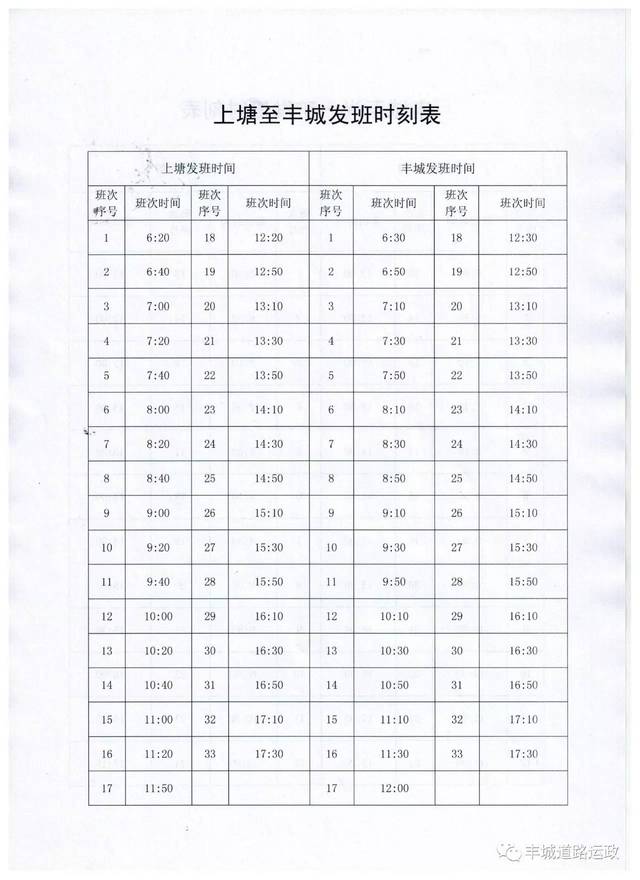 2017最终确定版:丰城市城镇村公交运行时刻表