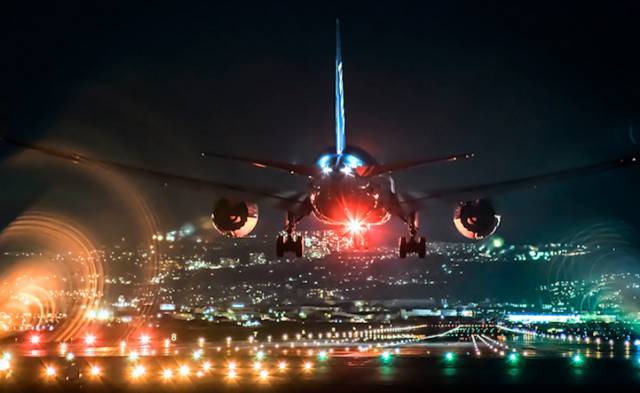 飞机景色 黑夜图片