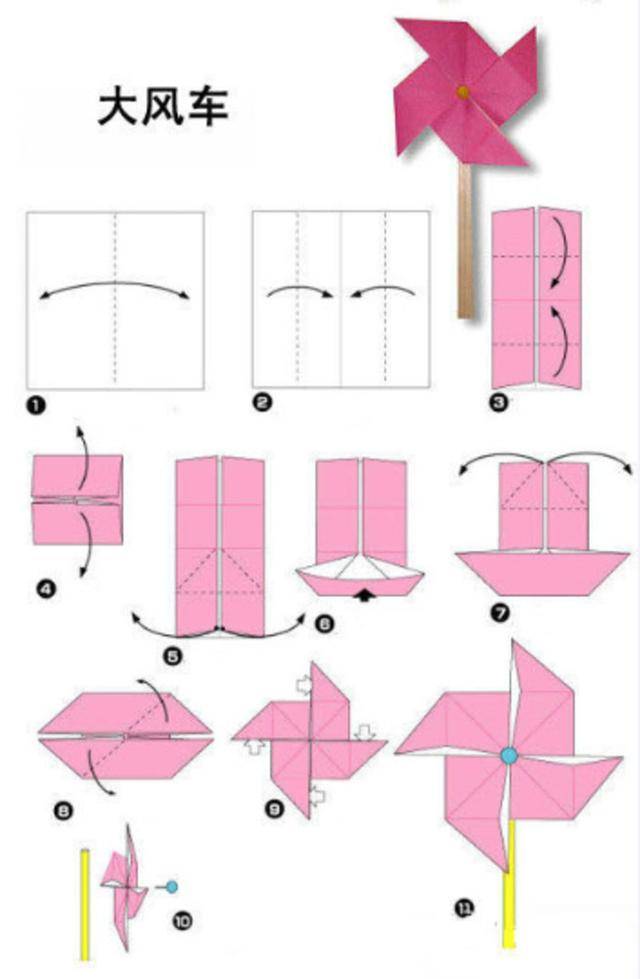 风车折纸步骤图解法图片