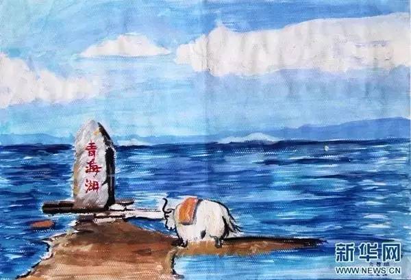小学生手绘的青海湖,最纯净的美!
