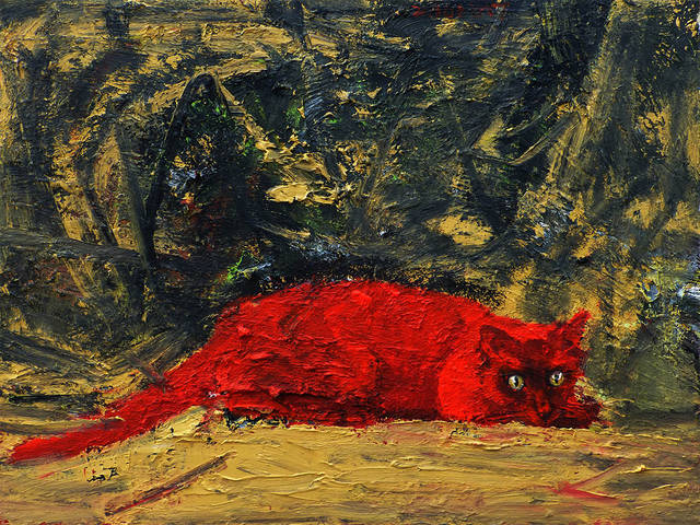 陈明华《红猫》七;油画;60×80cm;2016