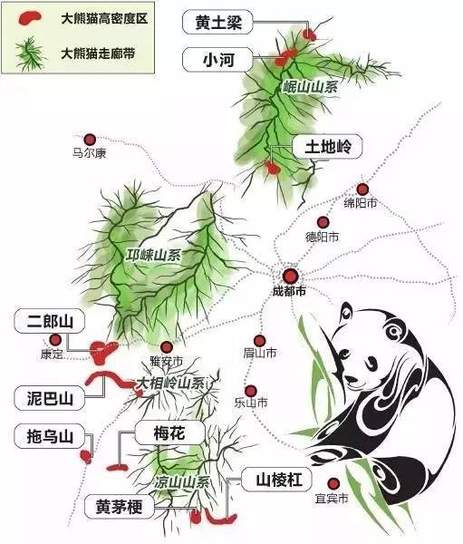 国宝大熊猫分布地区图片