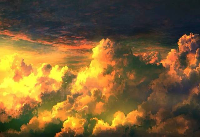 板绘壁纸丨美到极致的黄昏云朵