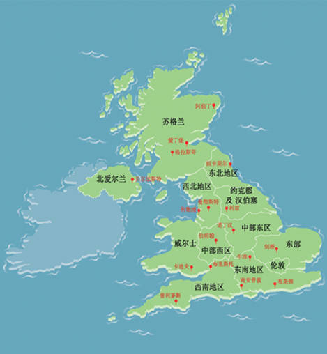 英国地图英文版详解 从上图中可以看出,英国全境由靠近欧洲大陆西北部