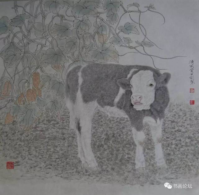 王彪工笔牛图片