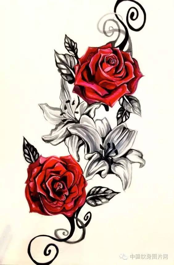 纹身素材:一些花的手稿