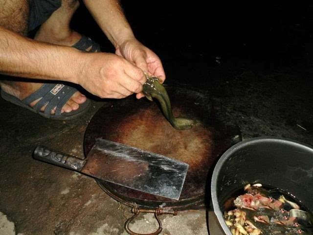 绿豆炖土鲶,鱼是乡下小河沟钓获的