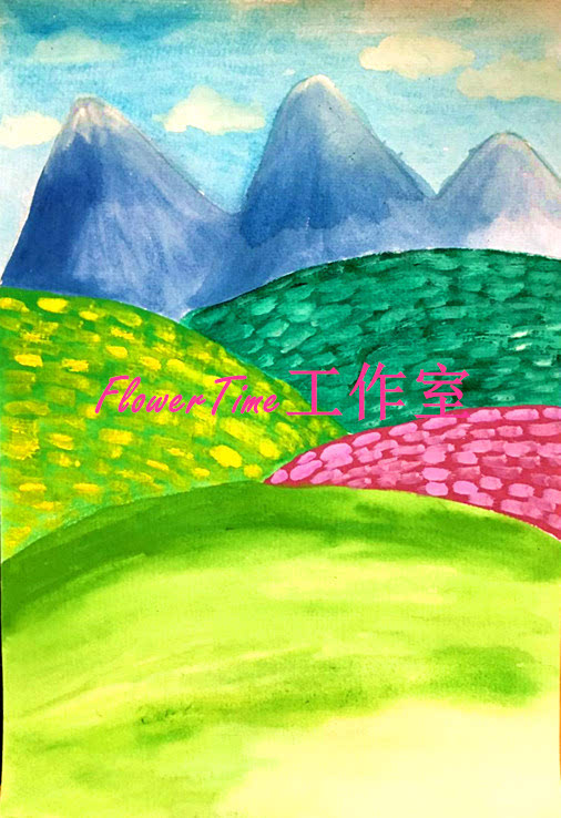 零基础水粉风景画,和孩子一起绘画《阿尔卑斯山的风光》