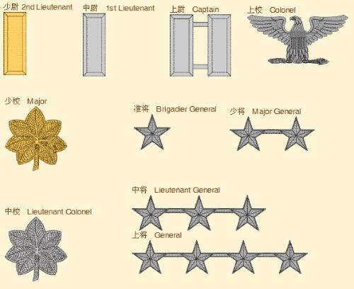 美国现役军衔及职务等级图解