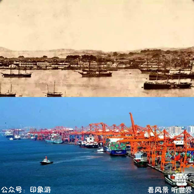 厦门:百年同一地点的照片对比,时代一直在变化