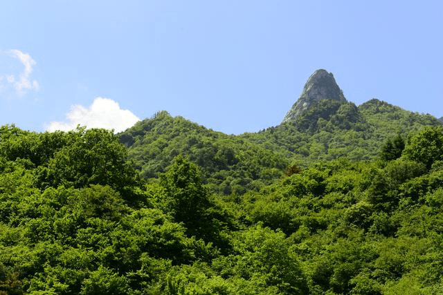 仰视光头山的山峰