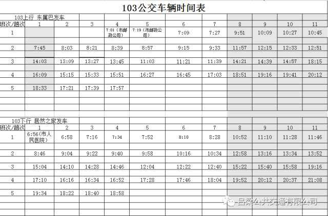 【最新】呂梁市區公交各線路發車時刻表