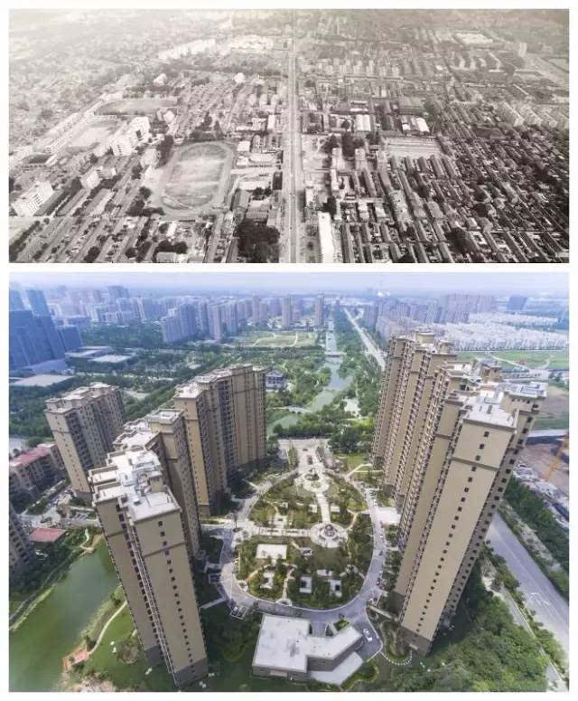 70年代航拍沛县与现代新城区的崛起 我们不禁感叹城市功能核心区域