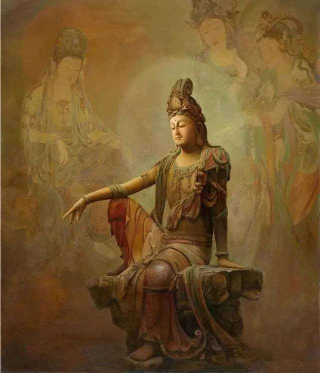 当代佛教油画图片