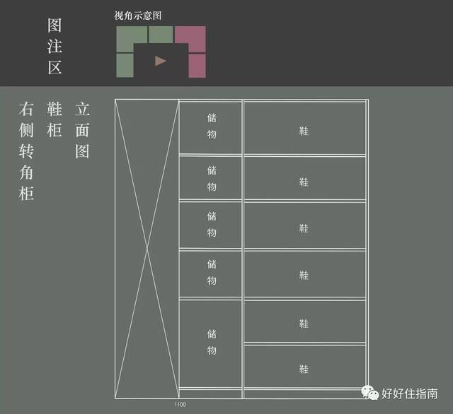 右侧鞋柜立面图,放鞋