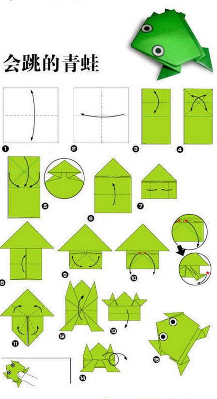 快来看看,几个步骤就能叠个会跳的纸青蛙!