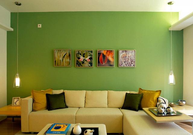 客厅浅绿色墙面效果图图片