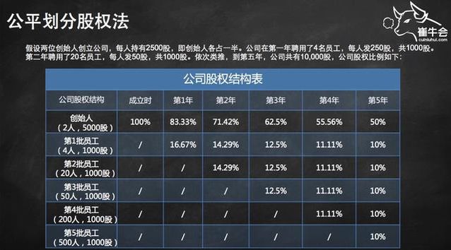 第一年是两个创始人各50%,持有公司百分之百的股权