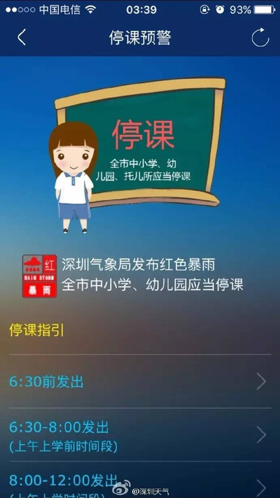 深圳市暴雨红色分区预警:中小学,幼儿园,托儿所停课!