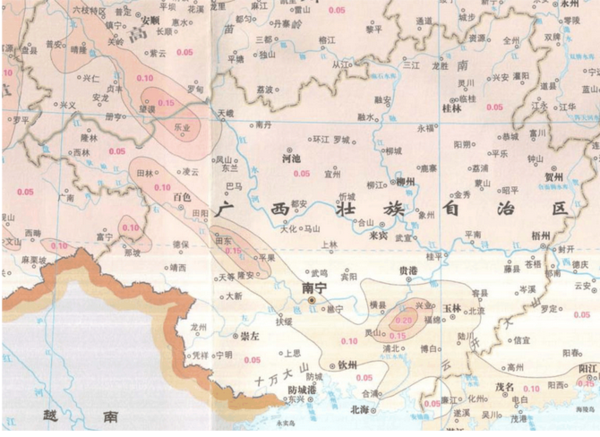 根据新的区划图,广西首次出现地震烈度8级地区!