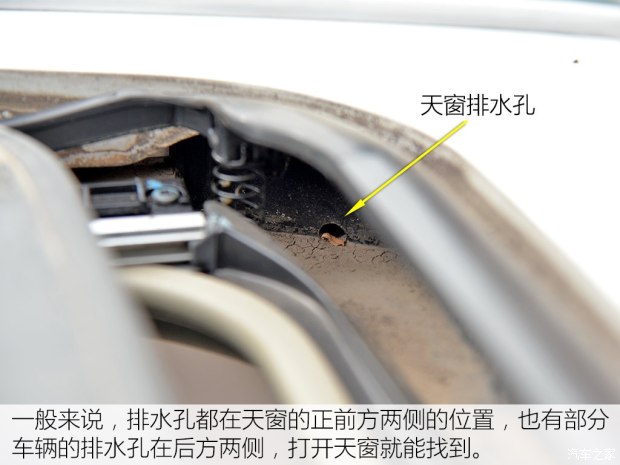 明锐天窗排水孔位置图图片