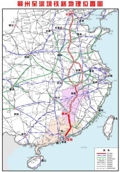 贛深客專線路圖 新增增城樞紐 按照市國規委計劃, 將新增棠溪站和白雲