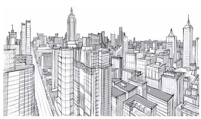 未来城市素描作品图片