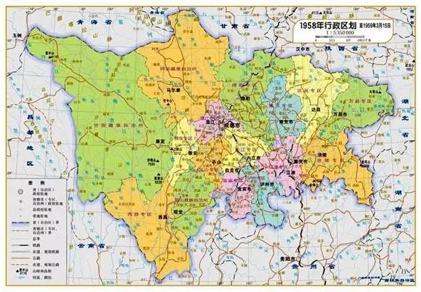 1958年的四川行政區劃圖▲1978年的四川行政區劃圖▲1980年的四 