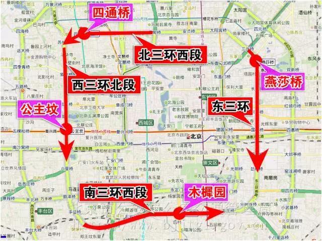 四环四环路平均距离北京市中心点约8公里全长65