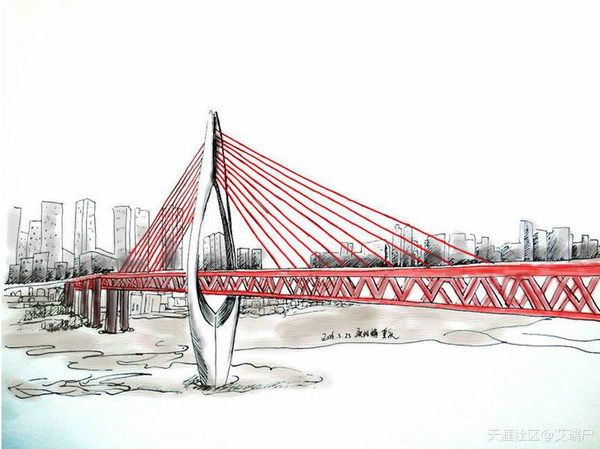 重庆大桥简笔画图片图片