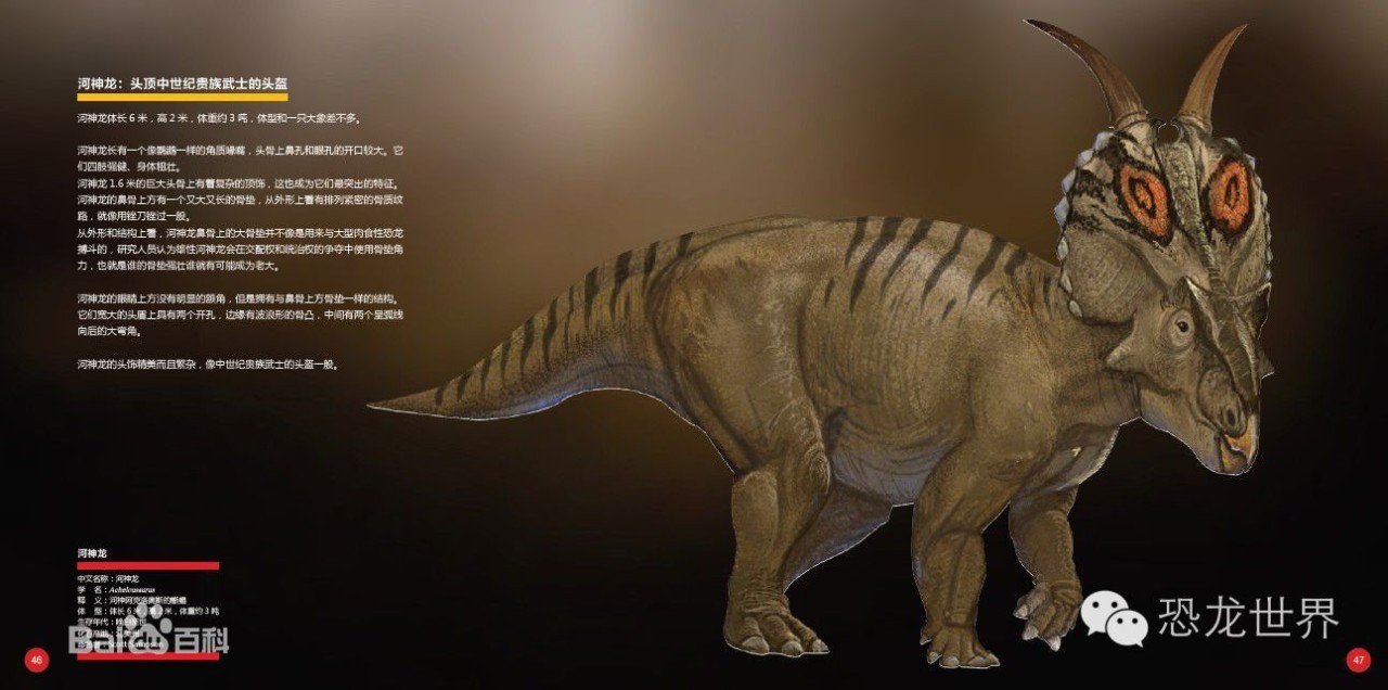 河神龙头上长角的白垩纪食草恐龙